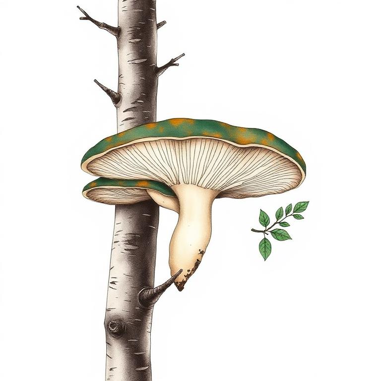 Chaga mushroom illustration