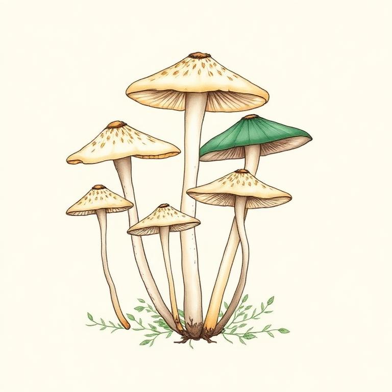 Cordyceps mushroom illustration